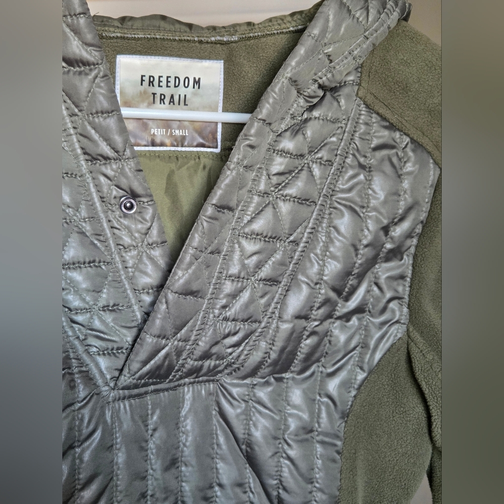 Kyodan Freedom Trail Army Green Quilted Fleece Puffer Pull Over Sweater Size S - Picture 2 of 6